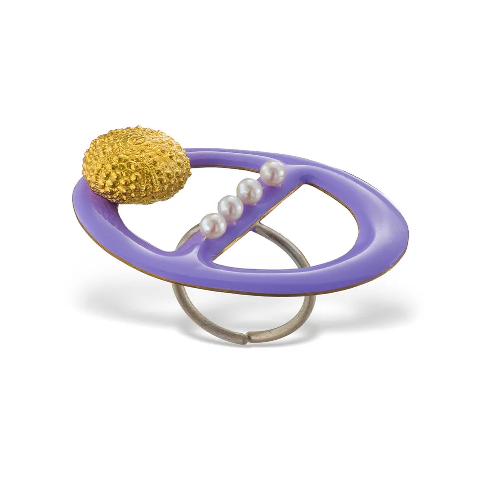 agapi-seastories-salty-kiss-bague-r-glable-lilas-perles-dor-e image 1