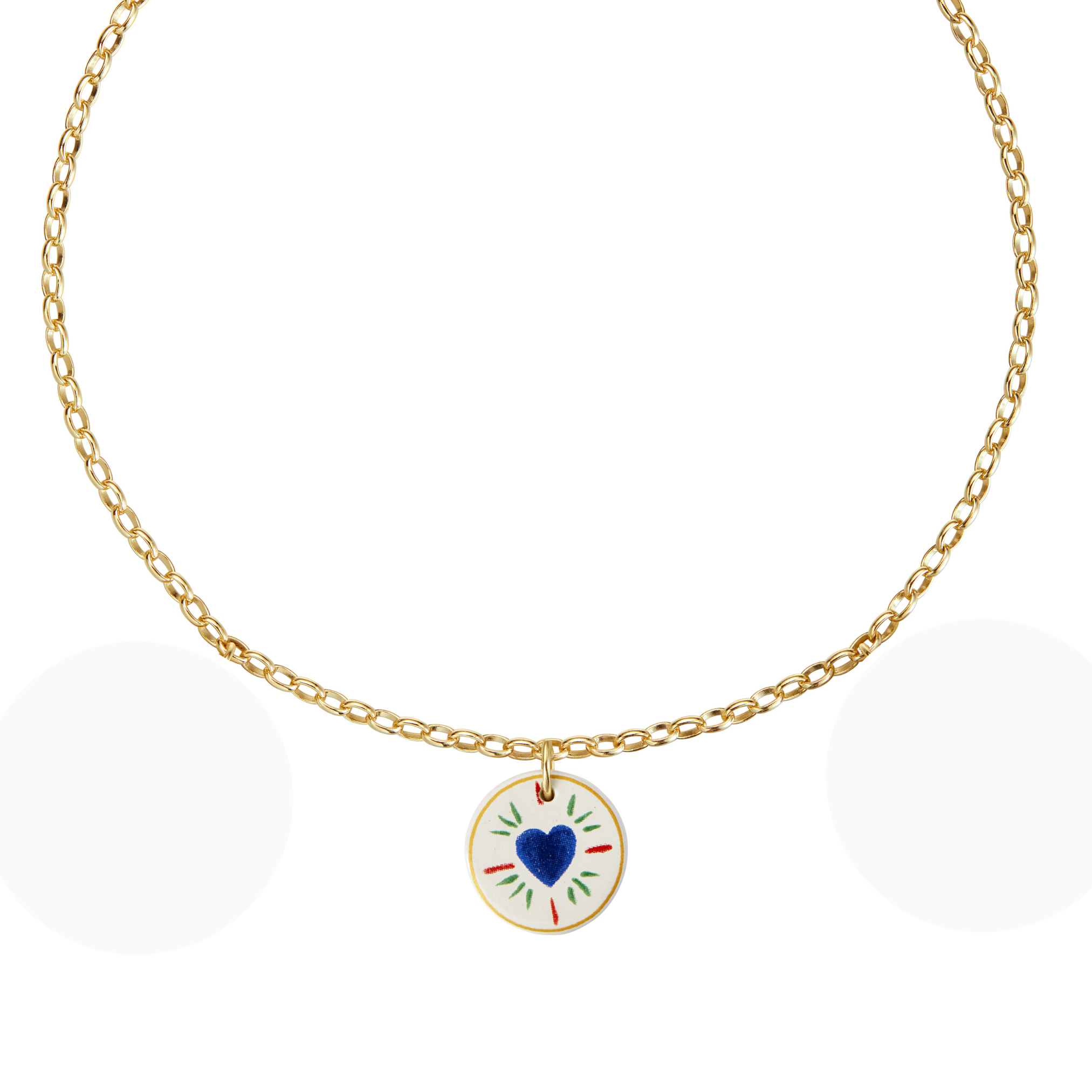 armeria-fa-enz-collier-fa-ence-c-ur-bleu-cha-ne-or-43-cm image 1