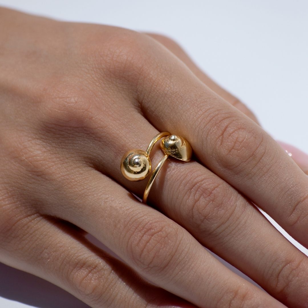 agapi-seastories-twin-sea-snails-bague-r-glable-dor-e image 2