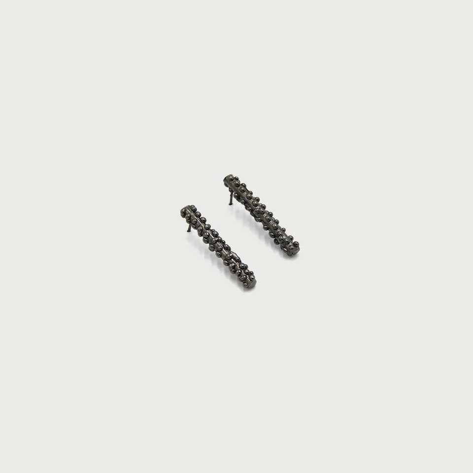 agapi-dropped-bubbles-full-bubbles-boucles-d-oreilles-rhodium-noir image 1