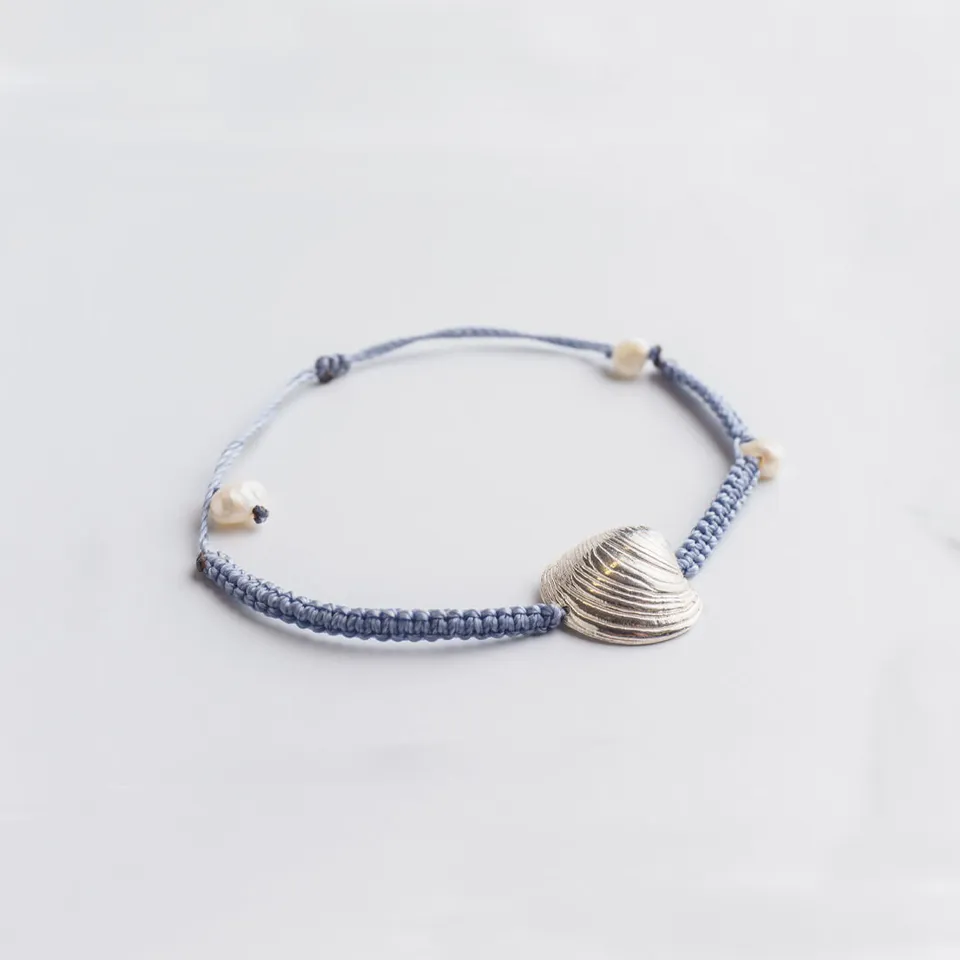 agapi-seastories-palourde-bracelet-macram-argent-bleu image 1