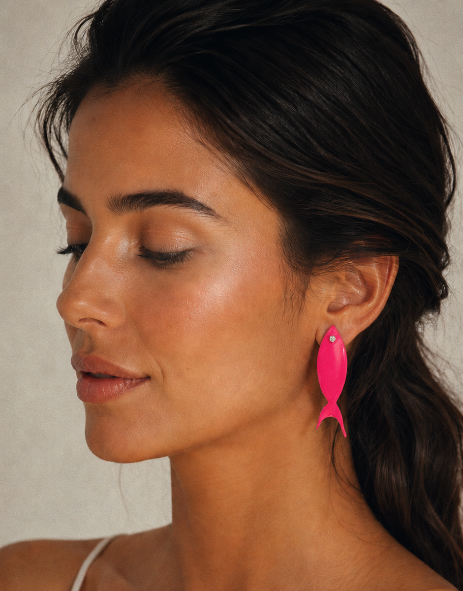 agapi-the-fish-boucles-d-oreilles-poisson-fuchsia-zircon-6-cm image 2