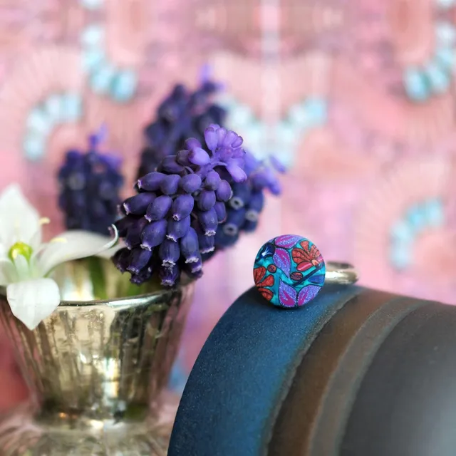 11prunes-clivia-bague-argent-925-cabochon-wax-violet-terracotta image 1