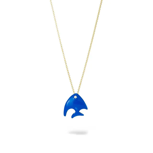 agapi-the-fish-collier-poisson-bleu-mail-cha-ne-40-cm image 1