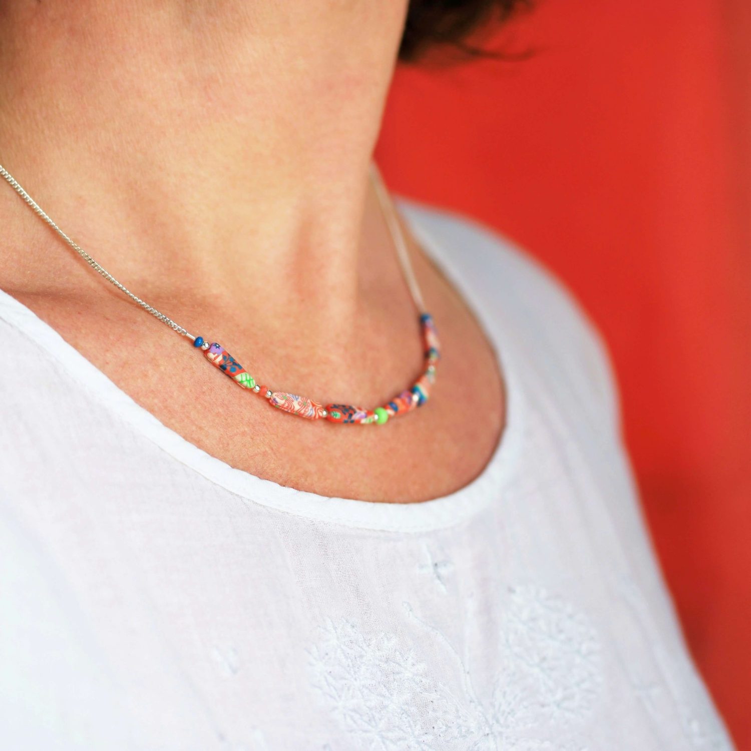 11prunes-bellevalia-collier-ras-du-cou-argent-925-orange-vert-41-cm image 3