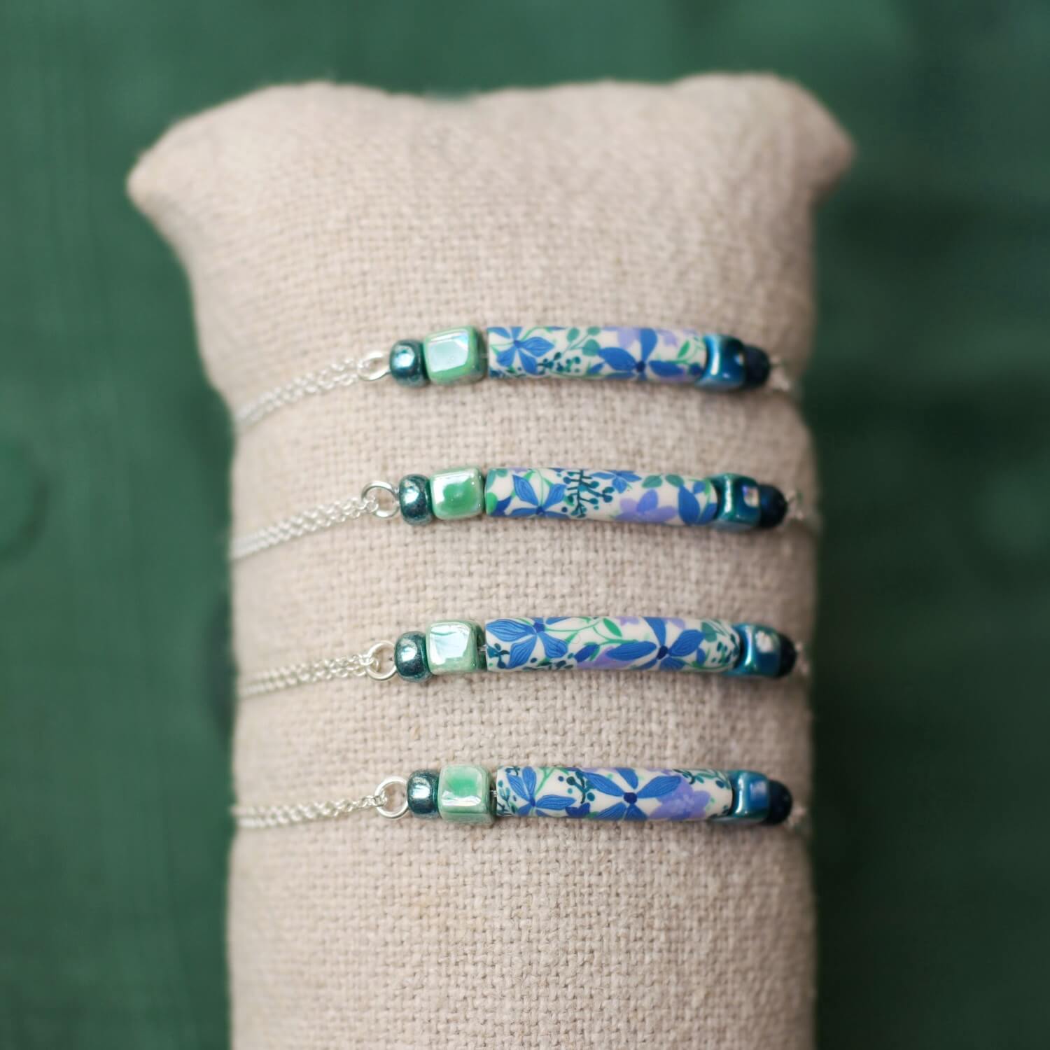 11prunes-phac-lie-bracelet-perles-vert-bleu-argent-925-16-cm image 4