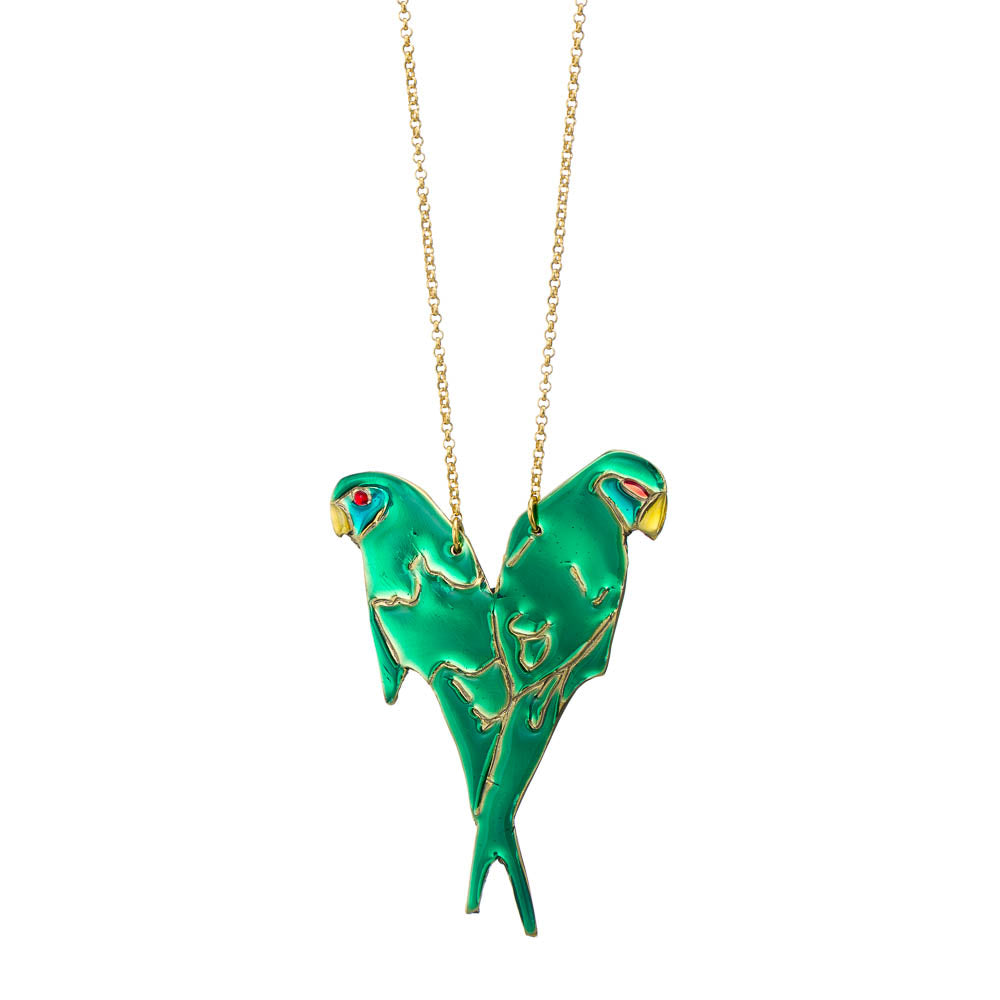 agapi-love-symbols-love-birds-collier-mail-vert-dor image 1
