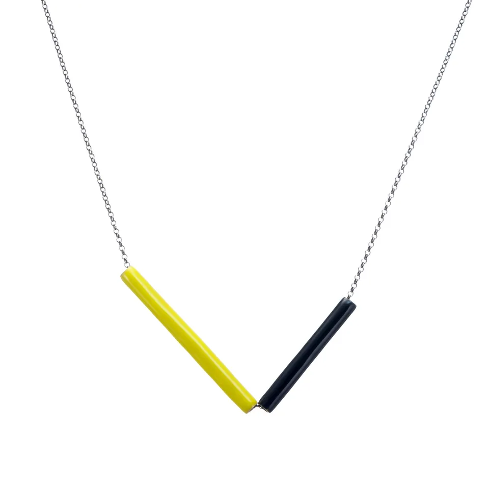 agapi-duo-lines-collier-cha-ne-jaune-mail-cylindre image 1