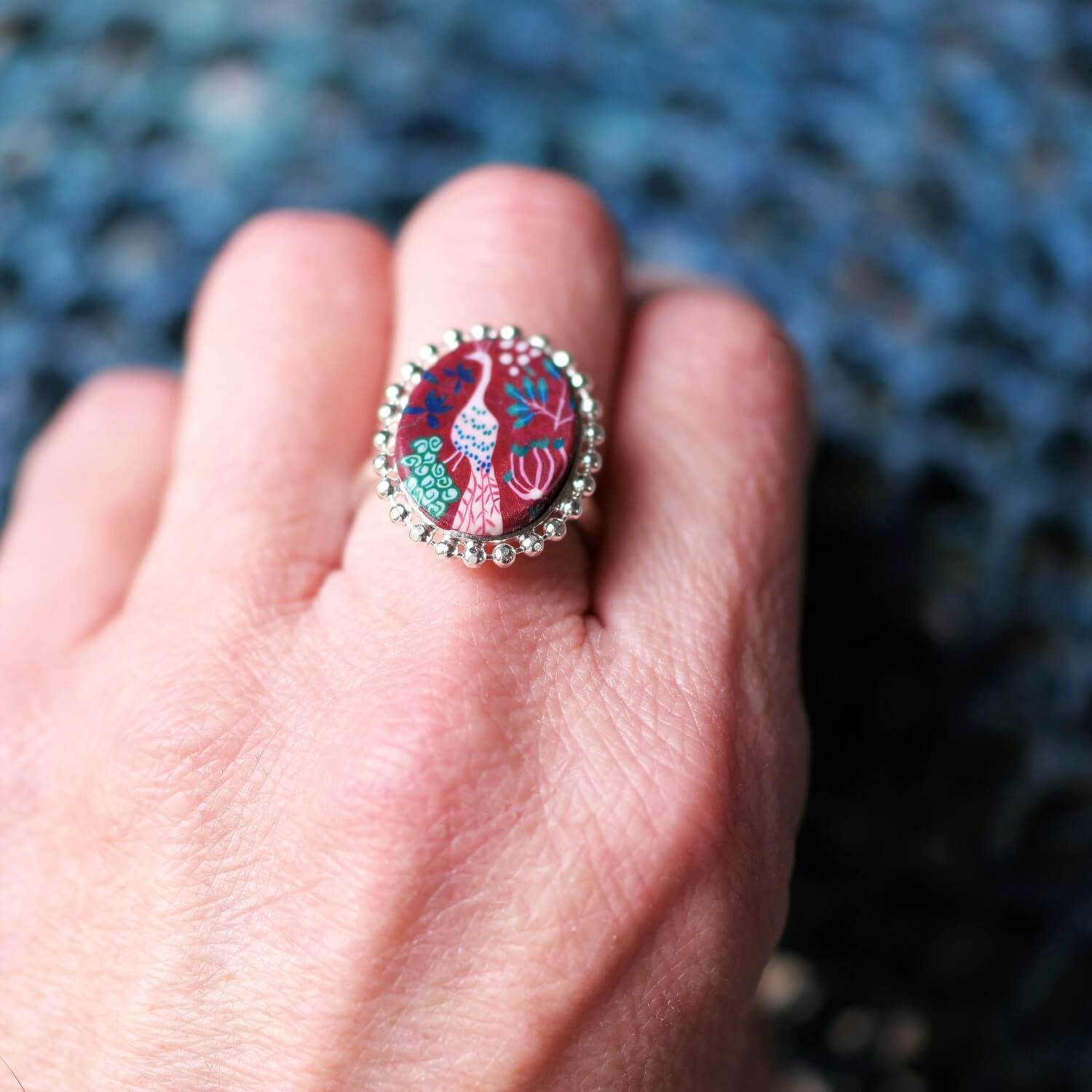 11prunes-pigamon-bague-fantaisie-paon-bordeaux-argent-925 image 3