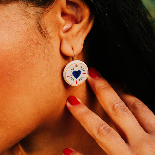 armeria-fa-enz-boucles-d-oreilles-fa-ence-c-ur-bleu-2-cm image 2