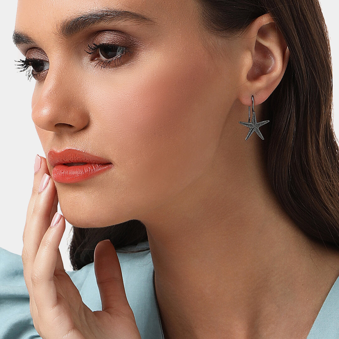 agapi-seastories-boucles-starfish-rhodium-noir-argent-925 image 2