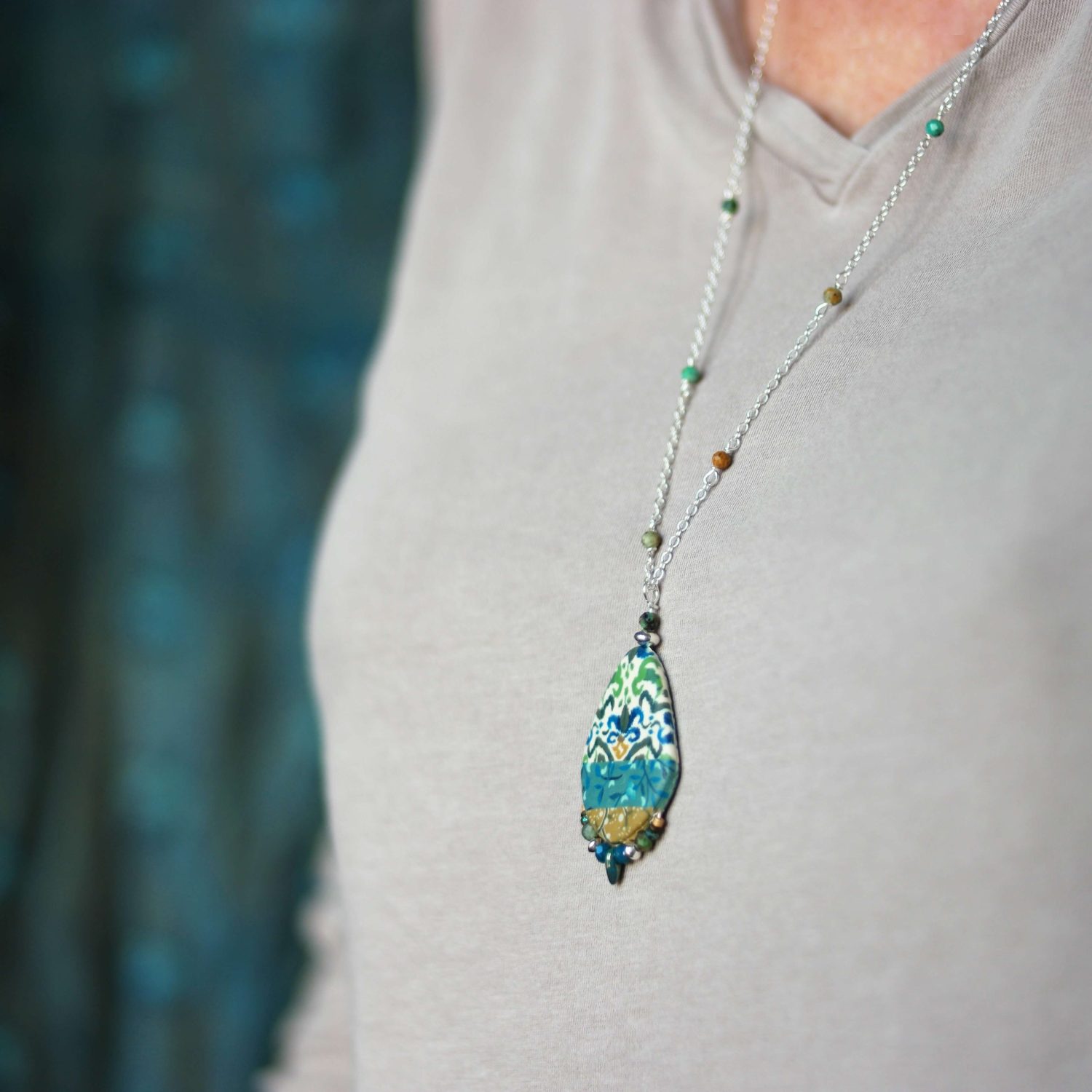 11prunes-santoline-sautoir-pendentif-ikat-argent-925-turquoise image 4