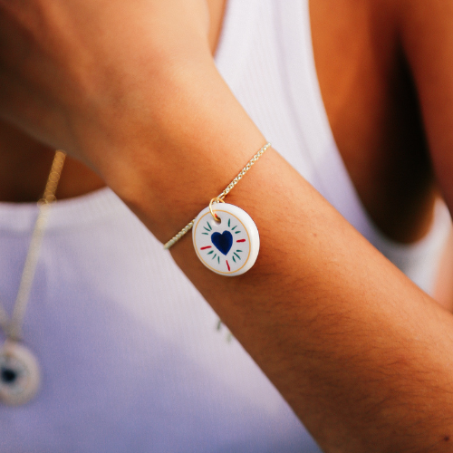 armeria-fa-enz-bracelet-fa-ence-c-ur-bleu-dor-23-cm image 2