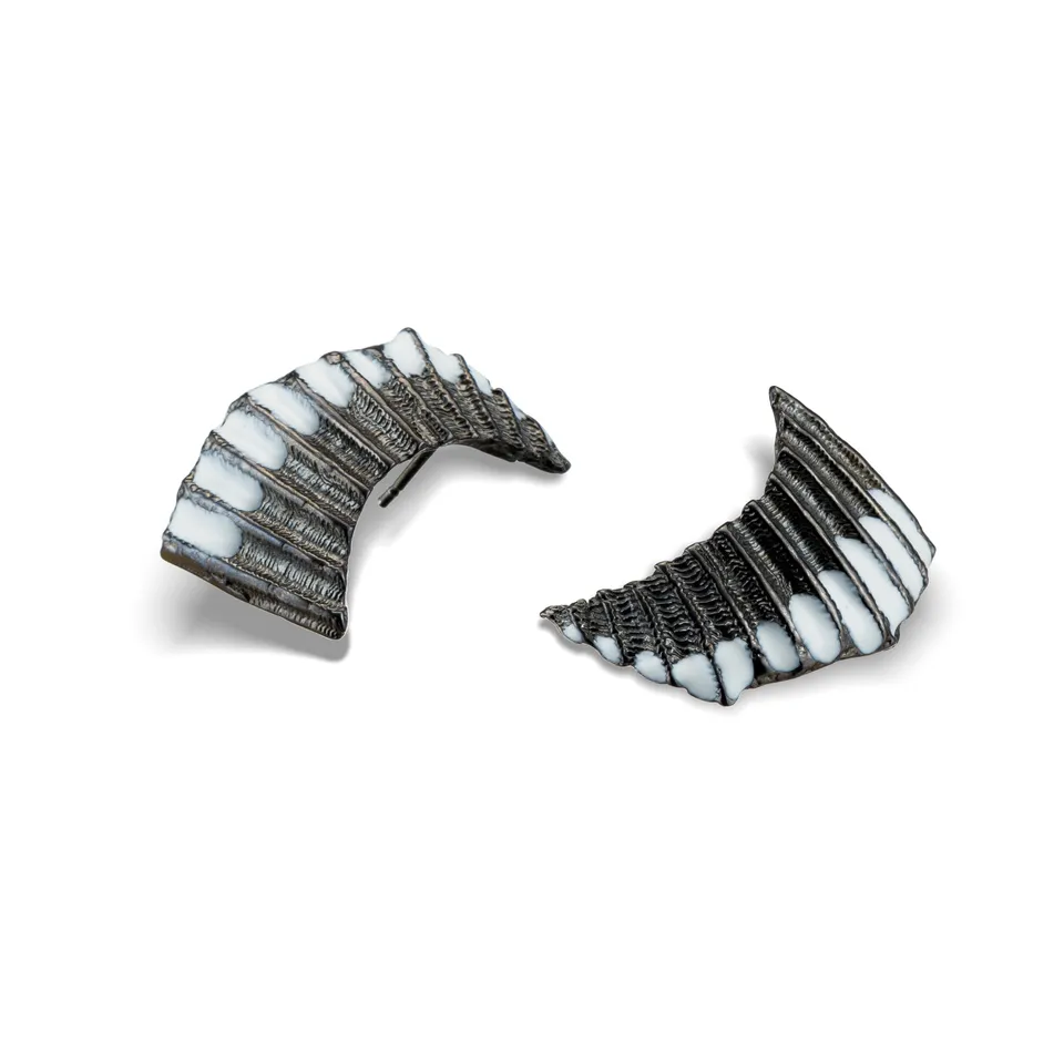 agapi-seastories-seashell-boucles-d-oreilles-clous-mail-noir-blanc image 1
