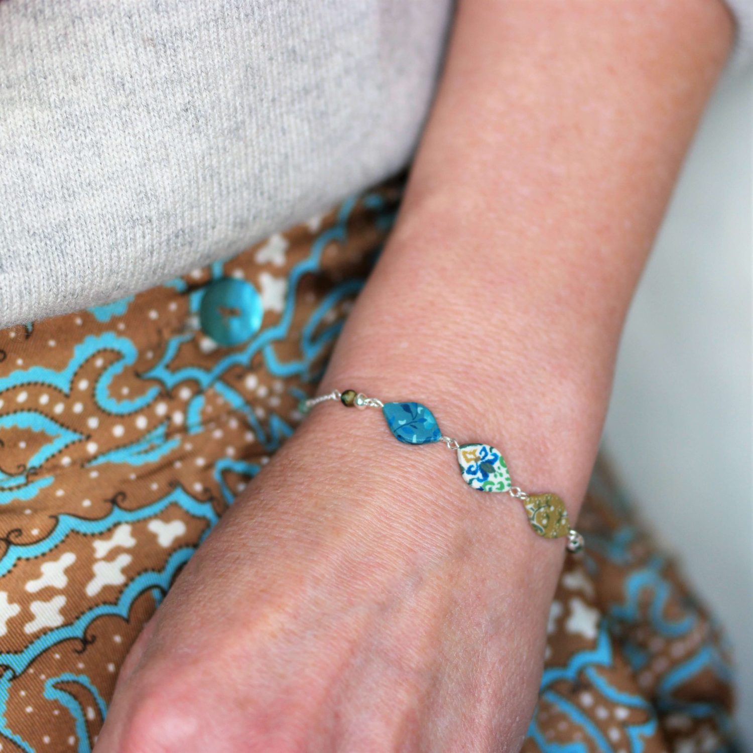 11prunes-santoline-bracelet-argent-925-ikat-turquoise-16-cm image 2