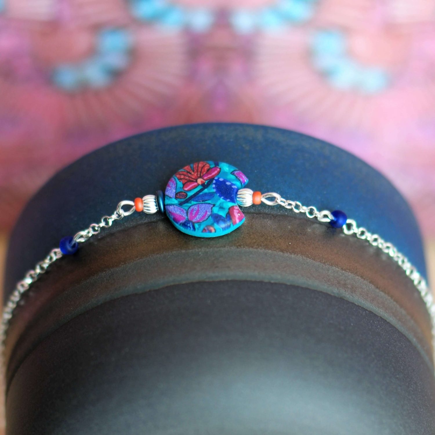 11prunes-clivia-bracelet-argent-925-cabochon-wax-violet-16-cm image 2