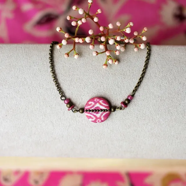 11prunes-nilufar-bracelet-laiton-ikat-magenta-16-cm image 1
