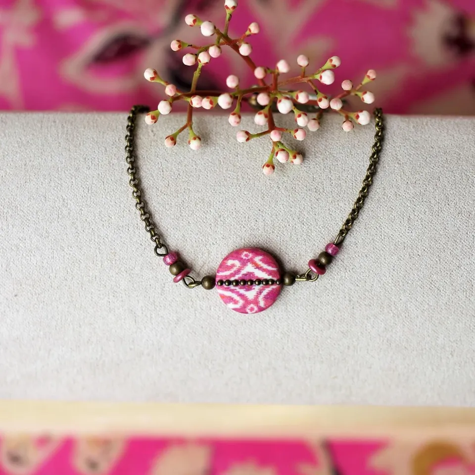 11prunes-nilufar-bracelet-laiton-ikat-magenta-16-cm image 1