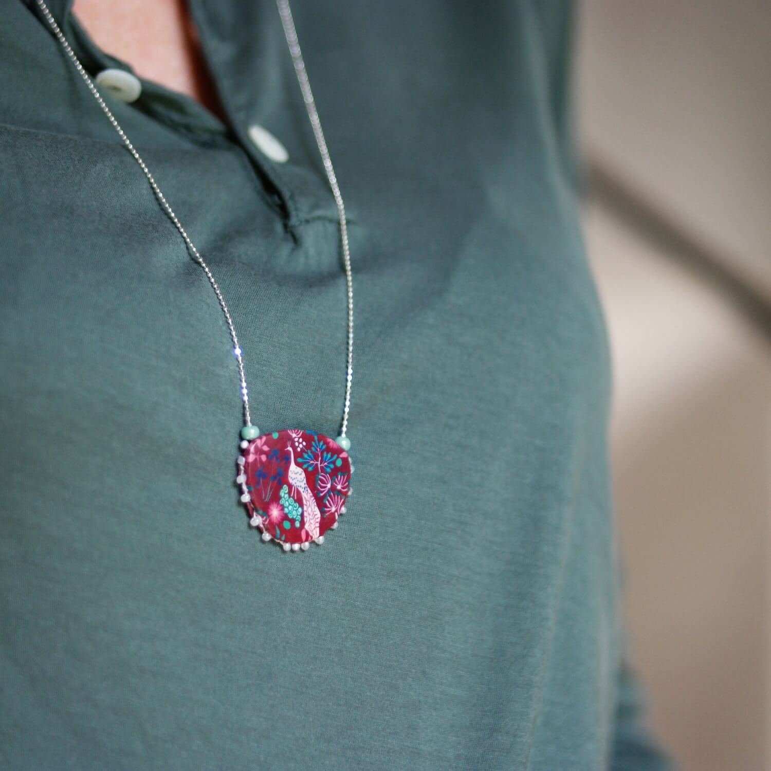 11prunes-pigamon-sautoir-argent-925-collier-paon-bordeaux-71-cm image 3