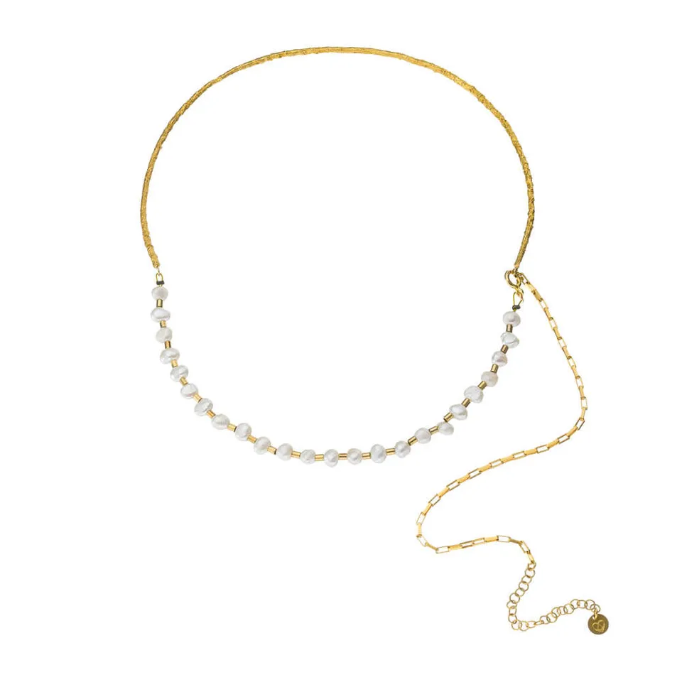 agapi-forestland-forest-bliss-collier-perles-eau-douce-dor-25-cm image 1