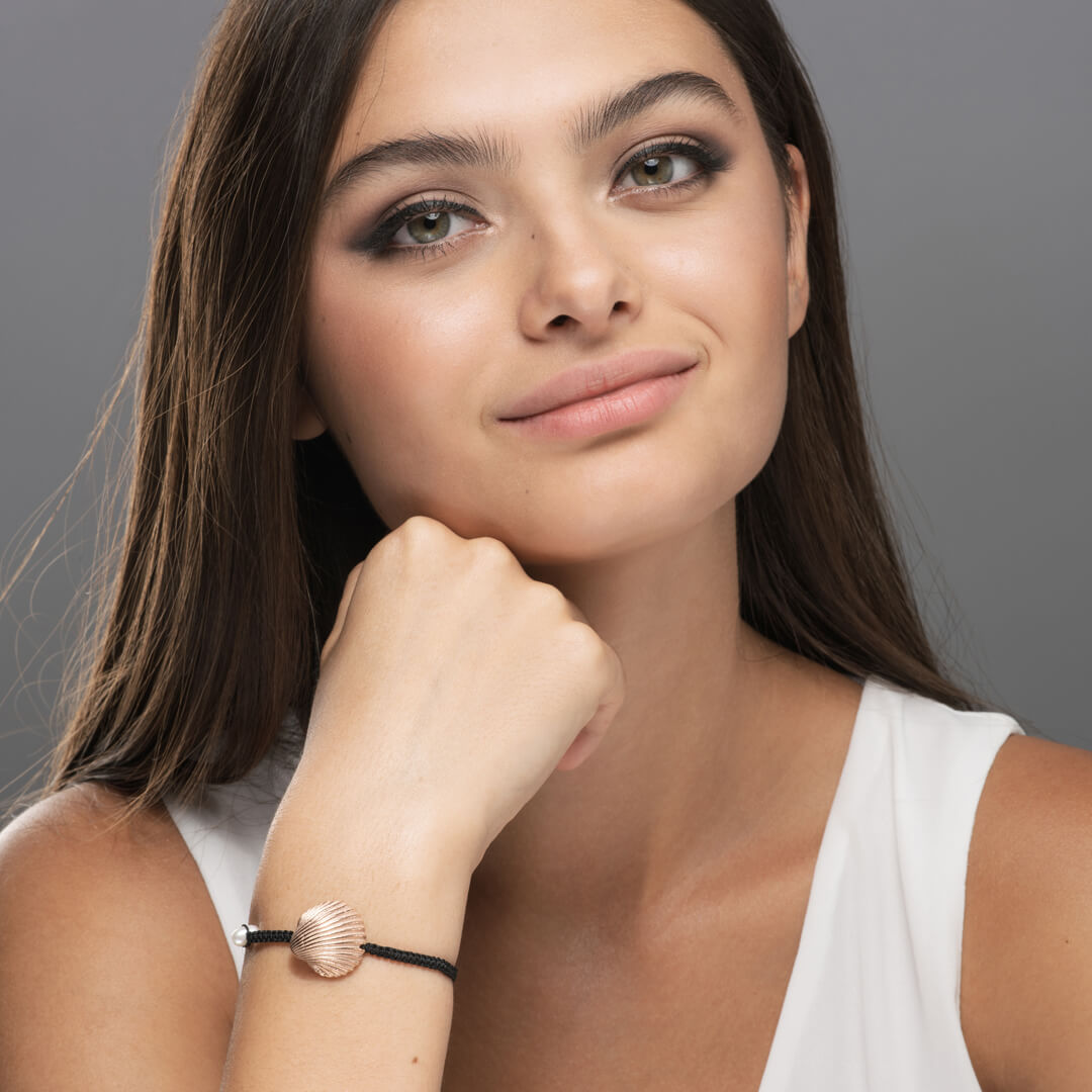 agapi-grande-oyster-bracelet-macram-huitre-or-rose image 2