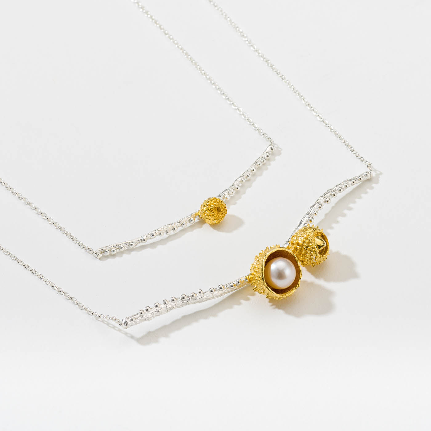 agapi-forestland-collier-branches-perle-argent-dor-double image 1