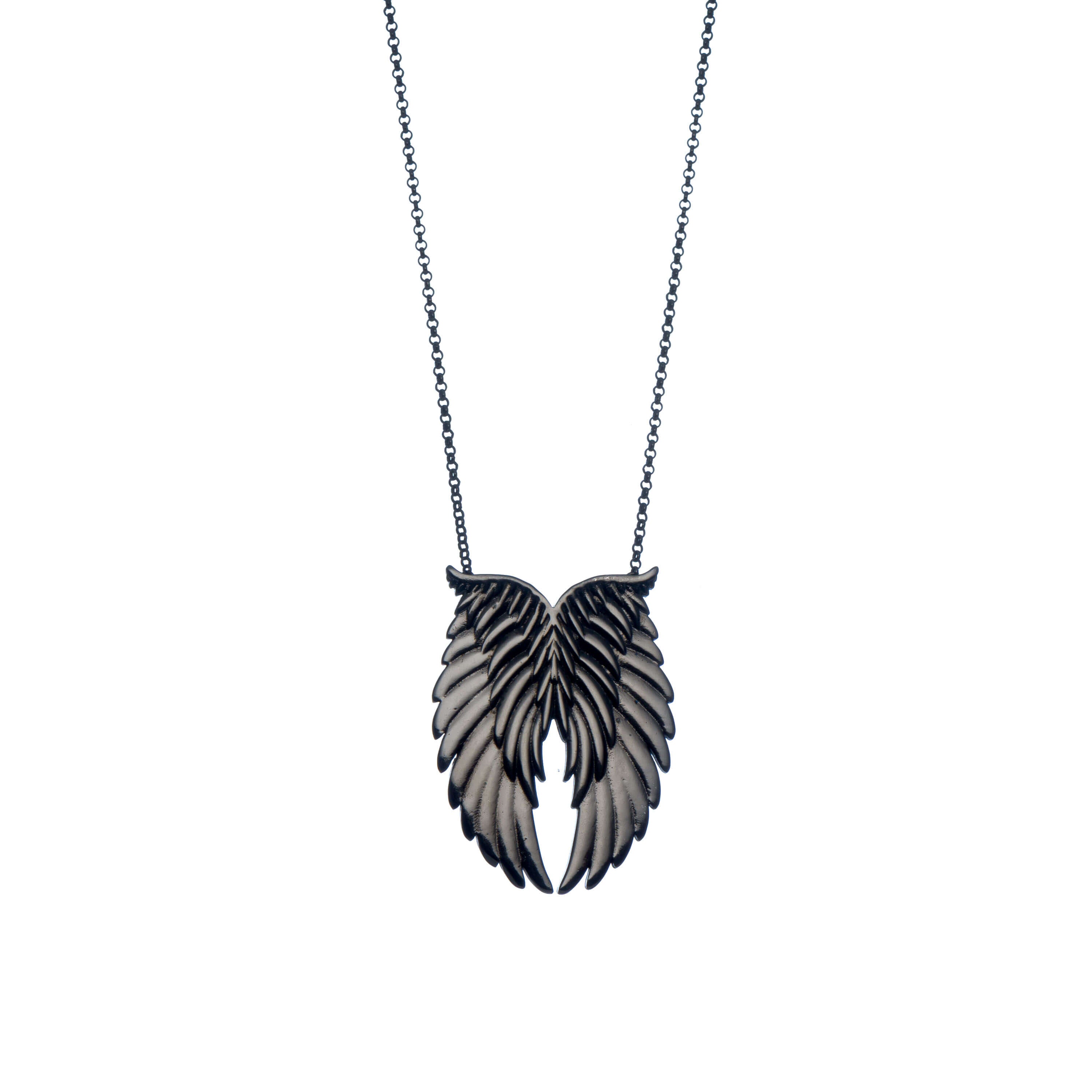agapi-wings-collier-ailes-argent-rhodium-noir-unisexe image 1