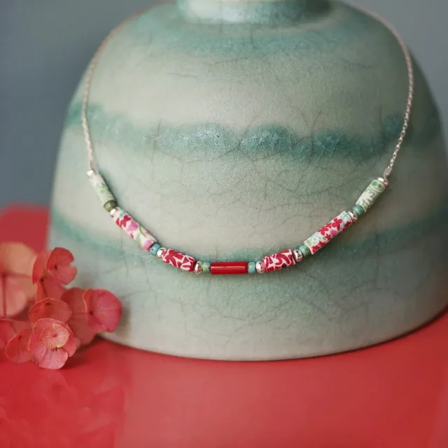11prunes-sollya-collier-tige-perles-rouges-cha-ne-argent-925 image 1
