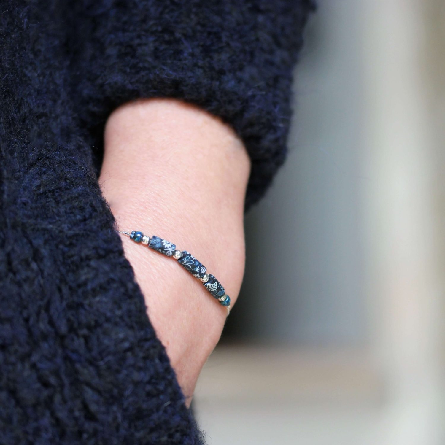 11prunes-hell-bore-bracelet-argent-925-bleu-nuit-floral image 1