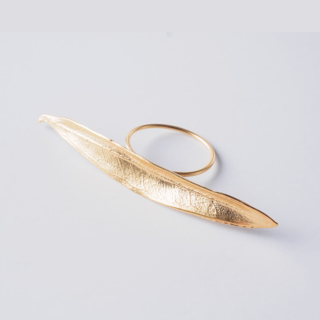 agapi-mediterranean-gold-bague-feuille-olivier-or-ajustable image 1