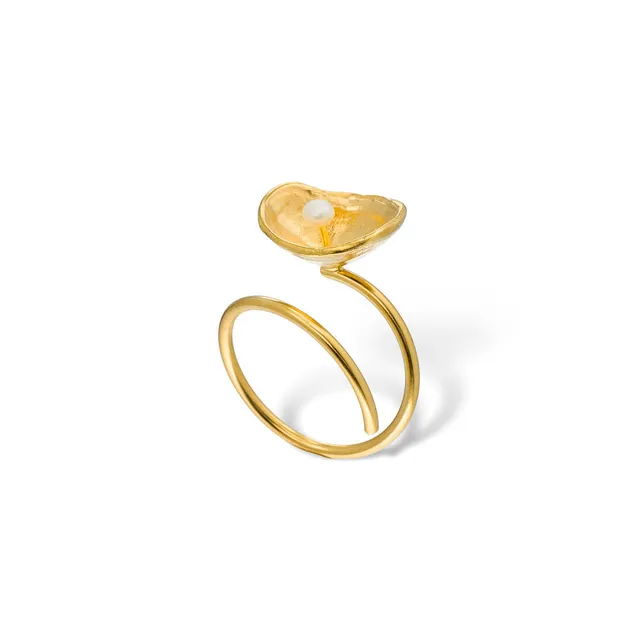 agapi-seastories-simple-limpet-bague-perle-plaqu-or-r-glable image 1