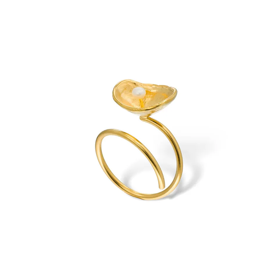 agapi-seastories-simple-limpet-bague-perle-plaqu-or-r-glable image 1
