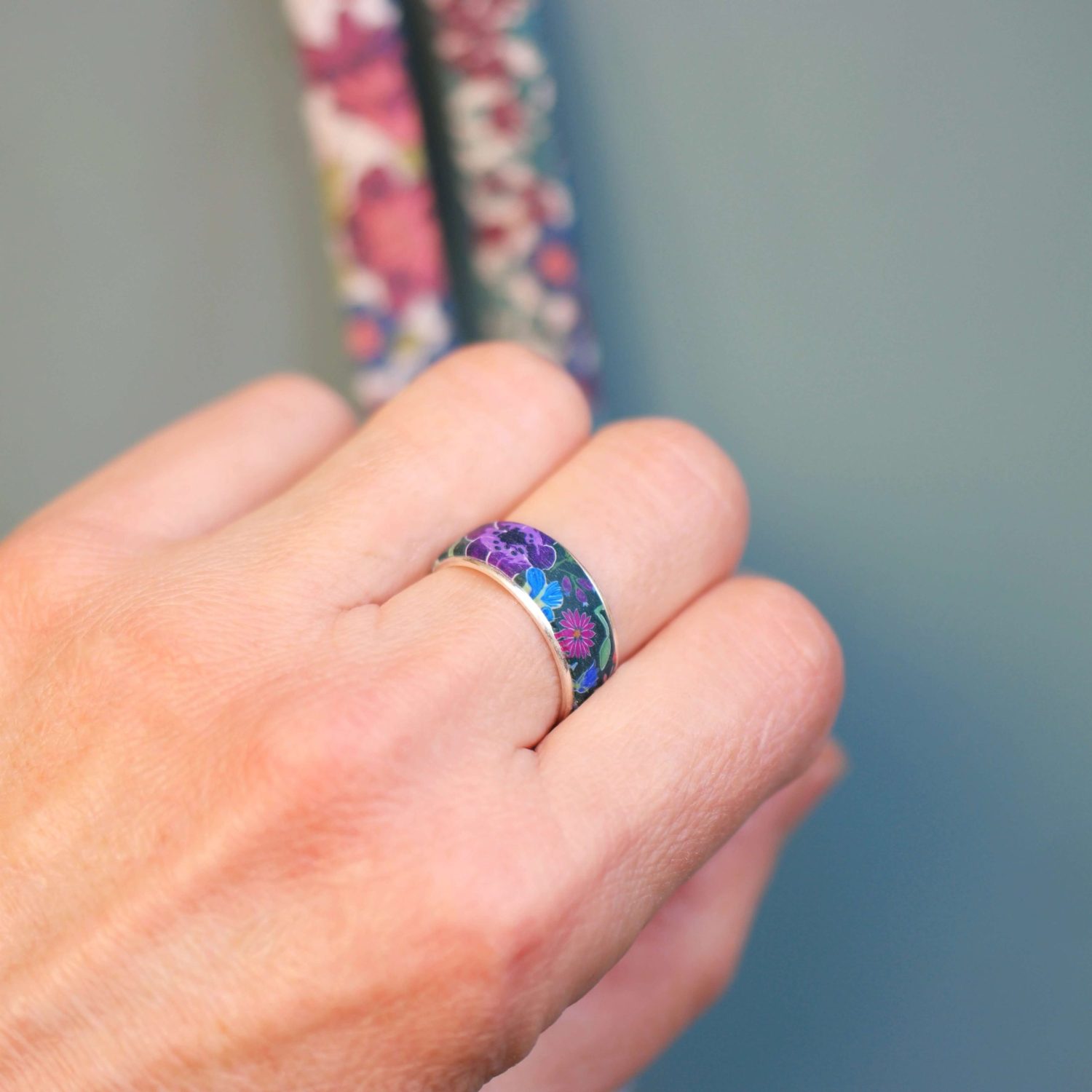11prunes-an-mone-anneau-argent-925-bague-florale-violette-ajustable image 3