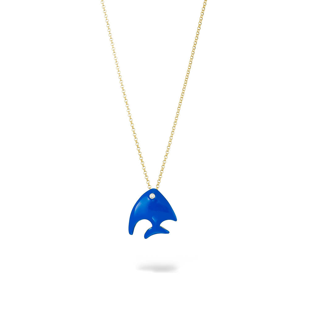 agapi-the-fish-collier-poisson-bleu-mail-cha-ne-40-cm image 1