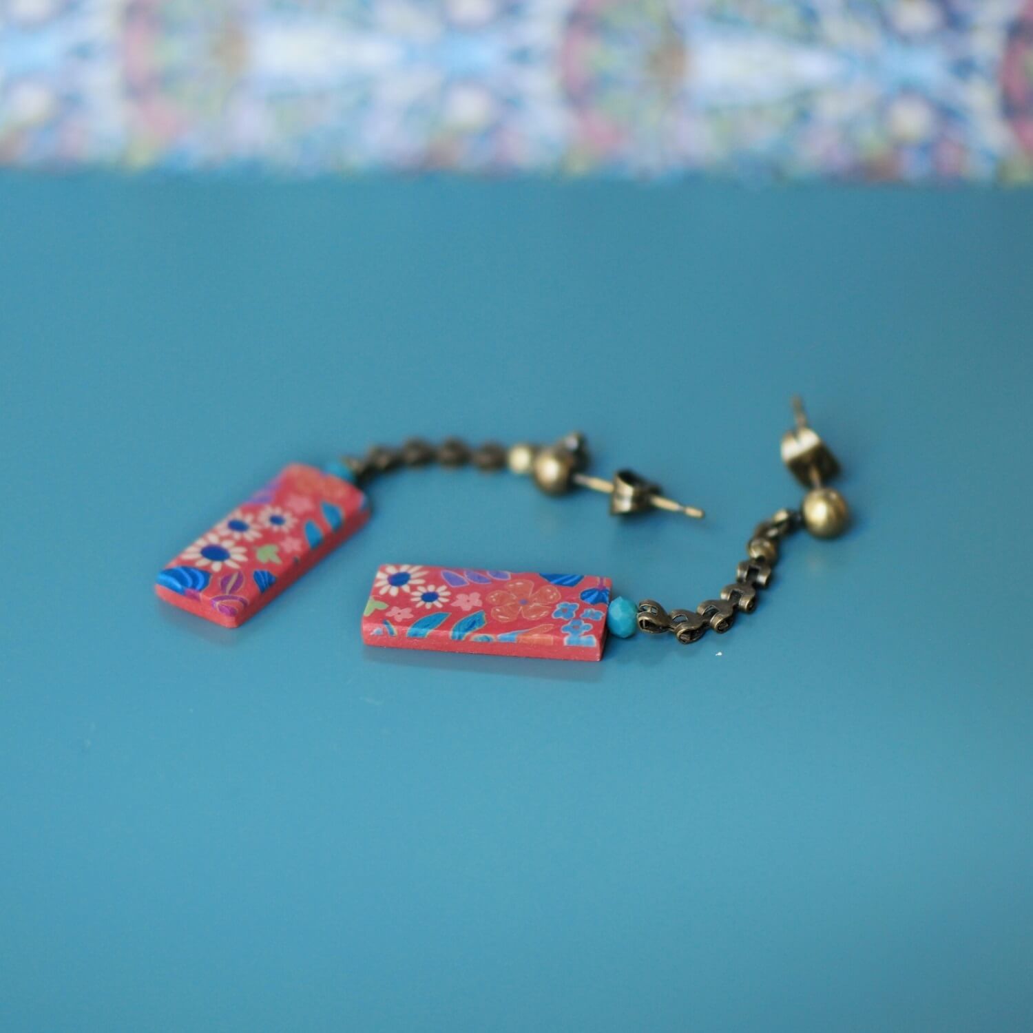 11prunes-hanami-boucles-longues-rouge-brique-floral image 3