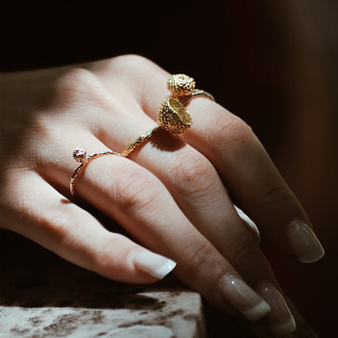 agapi-forestland-bague-graine-ronde-branche-plaqu-or image 2