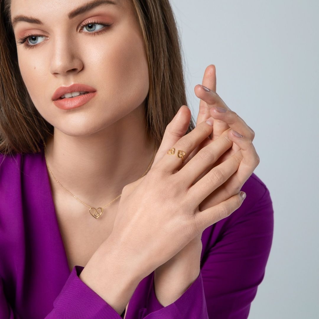agapi-love-symbols-bague-twin-sweet-love-dor-e-ajustable image 4