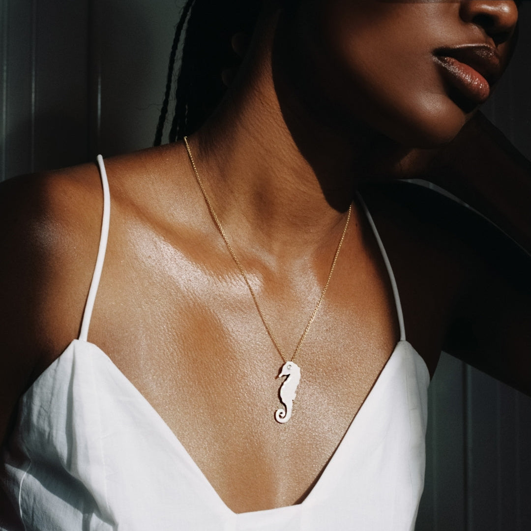 agapi-fish-seahorse-collier-hippocampe-mail-blanc-40-cm image 2