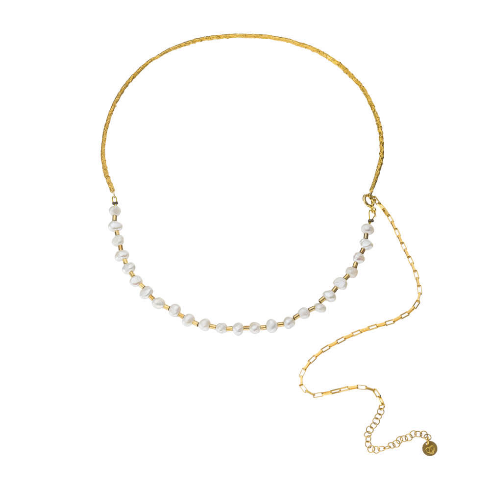 agapi-forestland-forest-bliss-collier-perles-eau-douce-dor-25-cm image 1