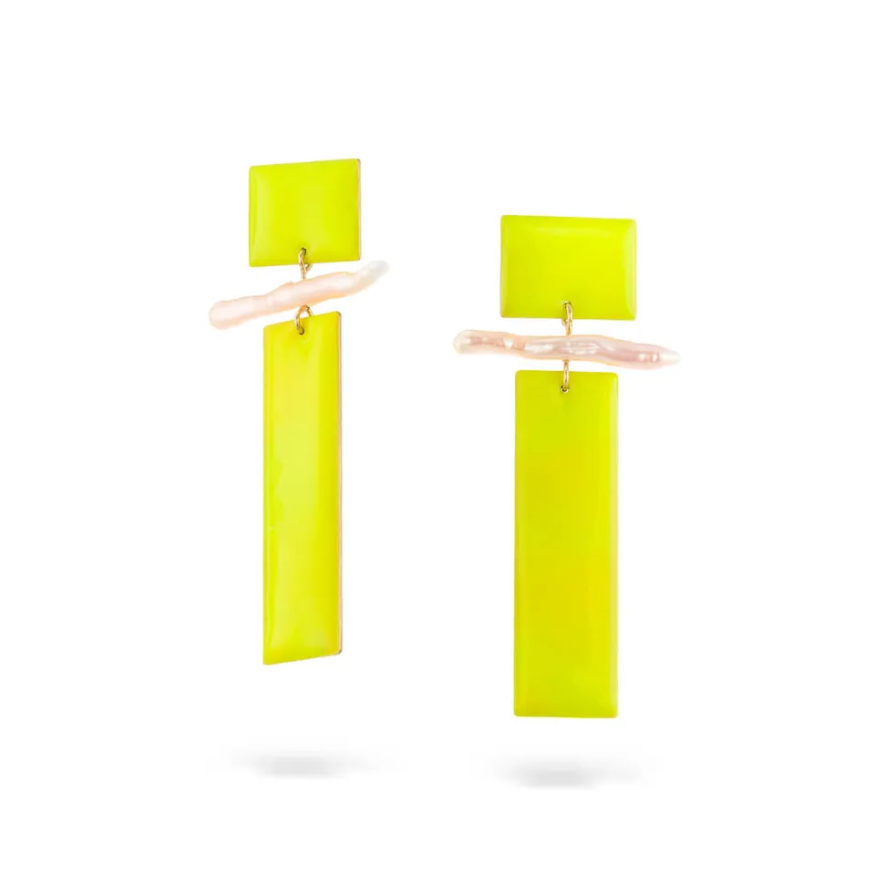 agapi-city-bliss-boucles-d-oreilles-jaune-fluo-perles-argent image 1