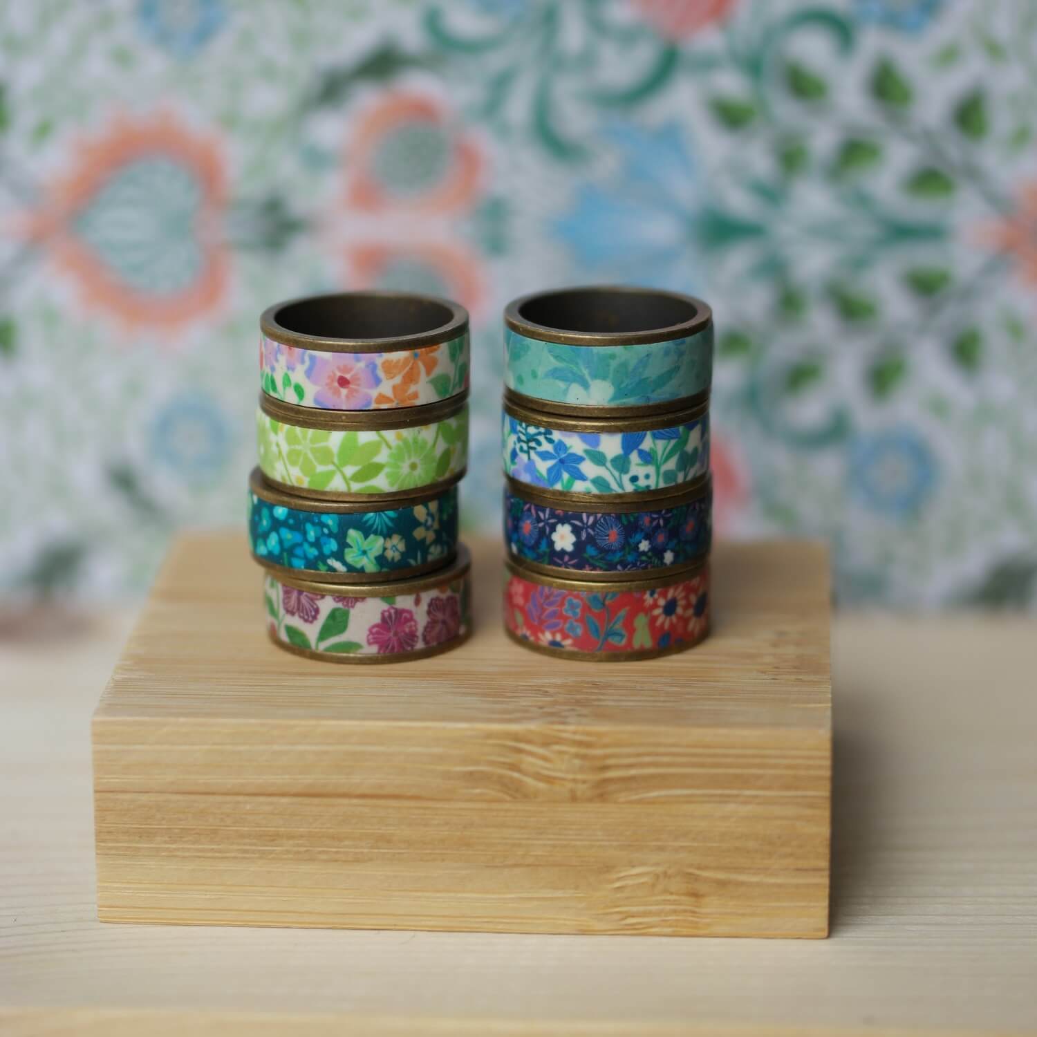 11prunes-bagues-anneau-fin-laiton-motif-floral-fait-main image 3