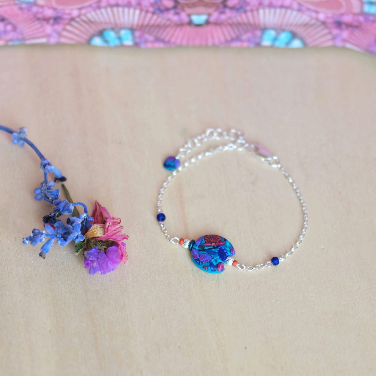 11prunes-clivia-bracelet-argent-925-cabochon-wax-violet-16-cm image 4