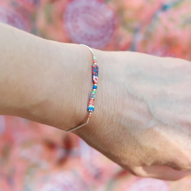 11prunes-bellevalia-bracelet-fin-argent-925-motifs-floraux-orange image 1