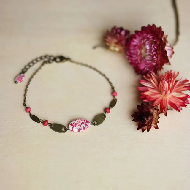 11prunes-astrance-bracelet-laiton-floral-rouge-16-cm image 1