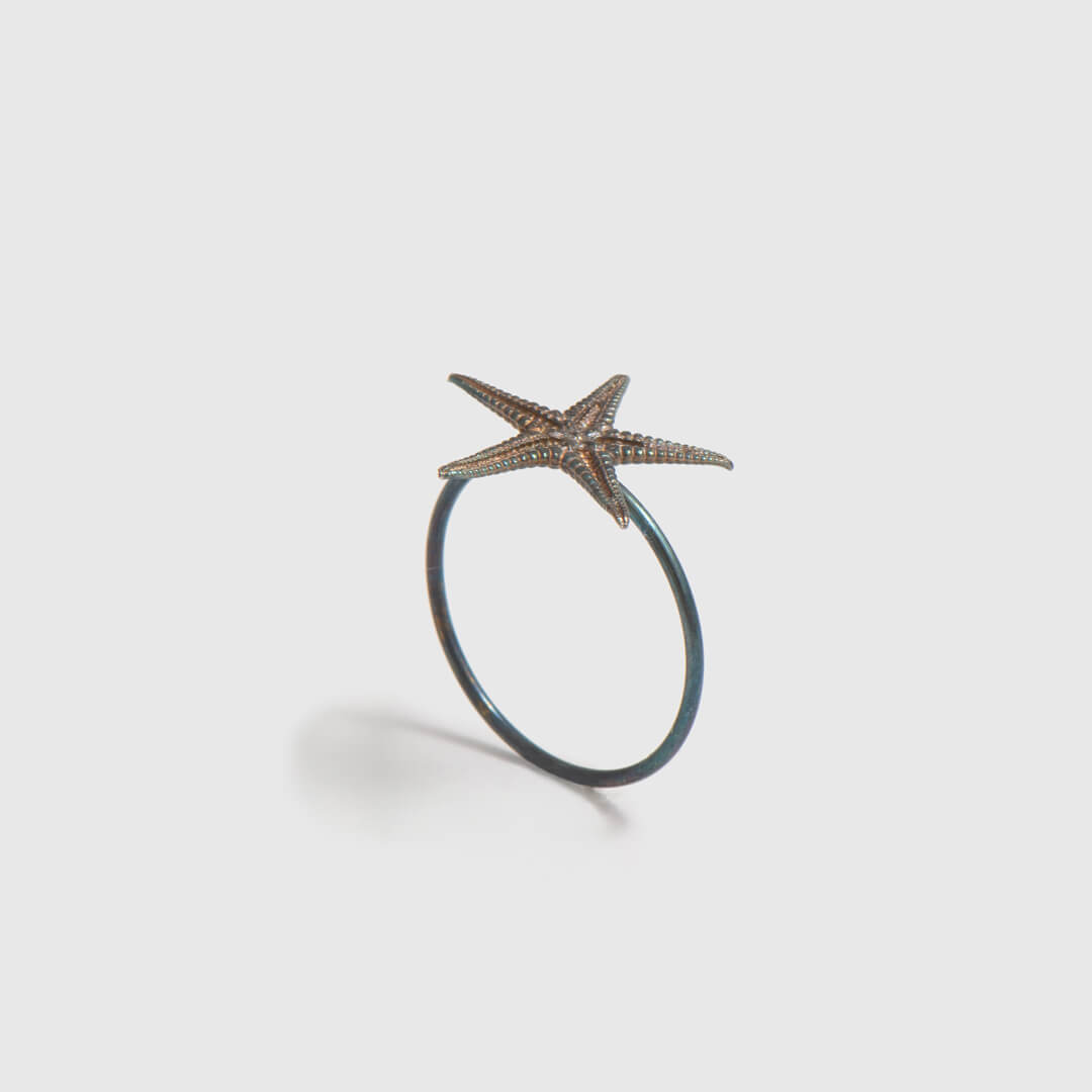 agapi-seastories-small-starfish-bague-argent-925-patine-arc-en-ciel image 5
