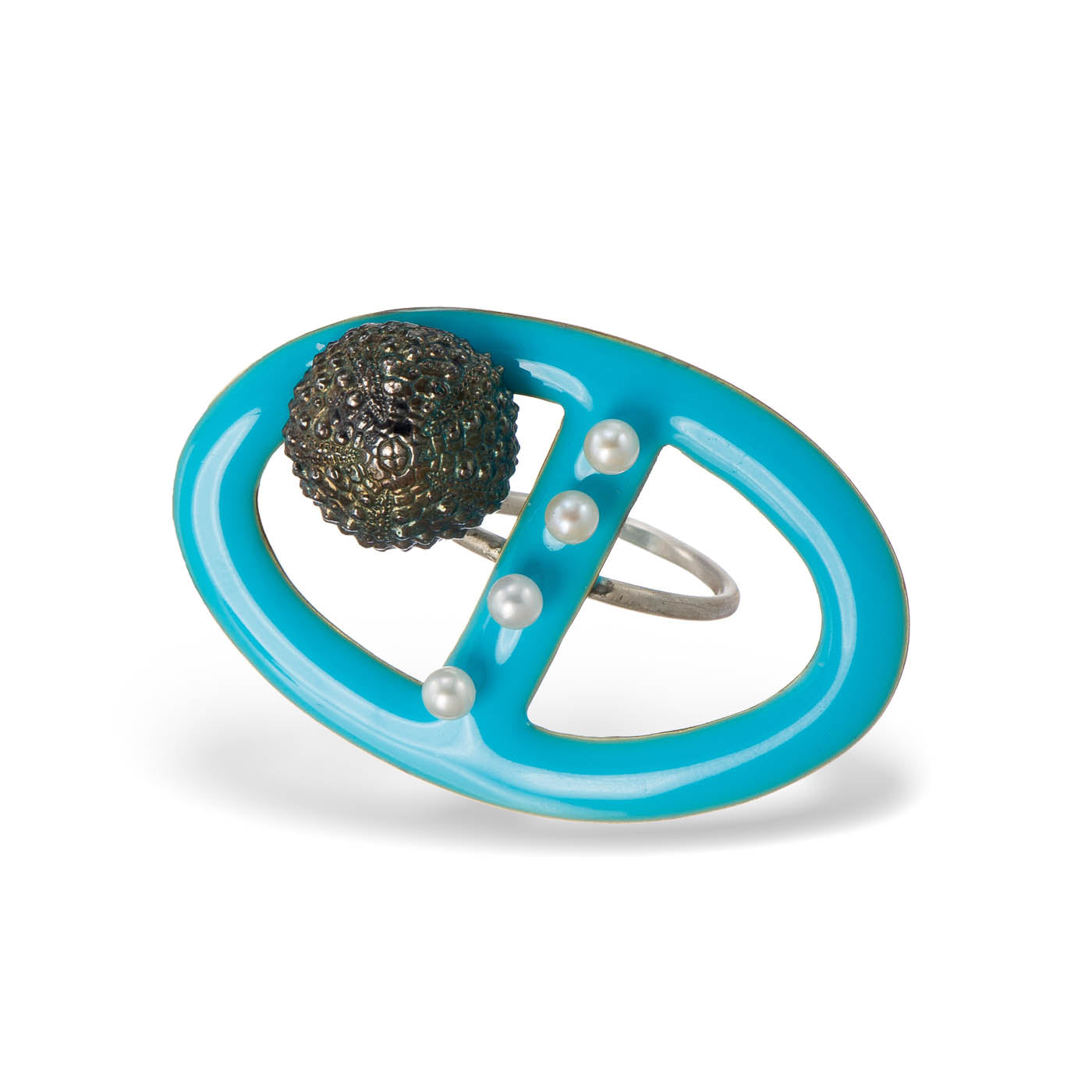agapi-seastories-salty-kiss-bague-ajustable-bleu-clair-perle image 3