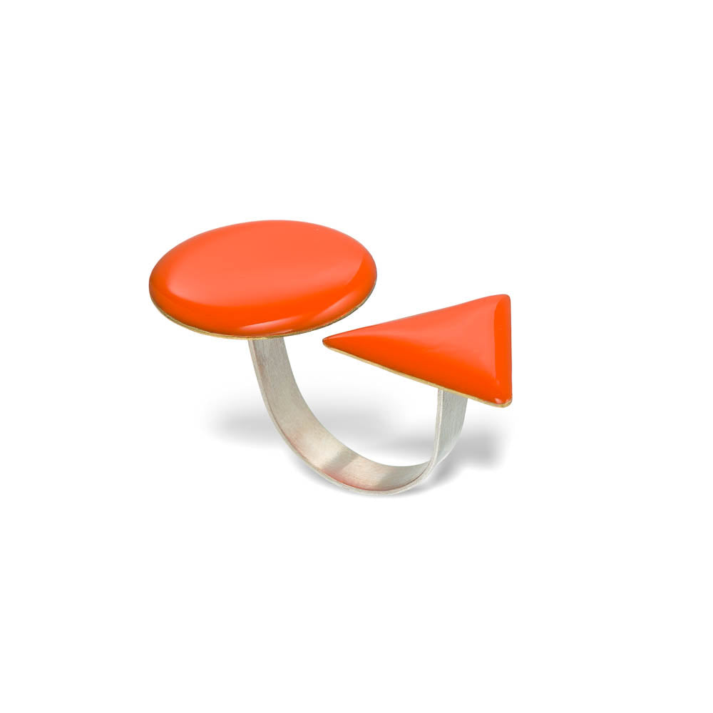 agapi-jewellery-bau-jewels-bague-ajustable-orange-cercle-triangle-mail image 1