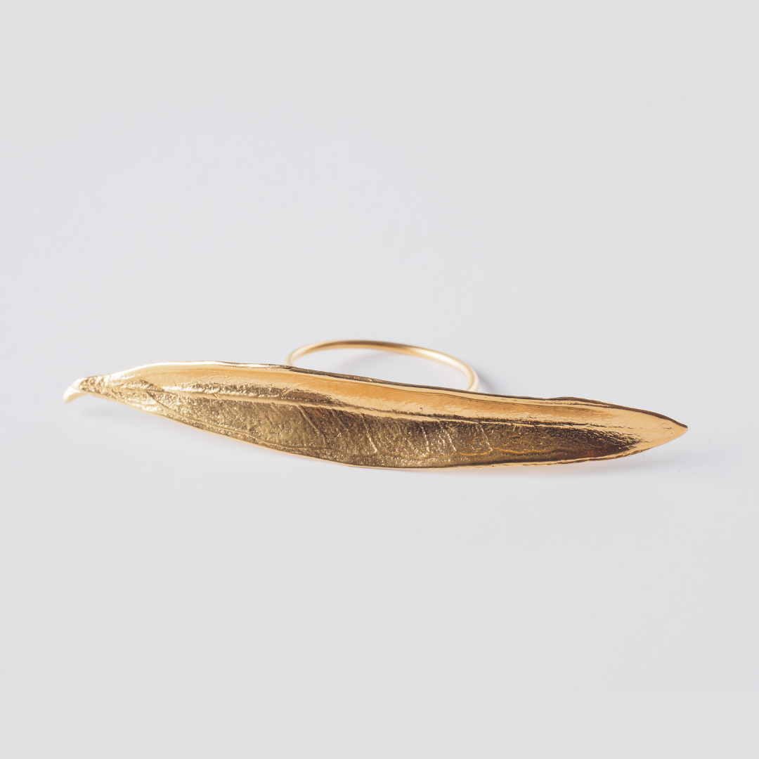 agapi-mediterranean-gold-bague-feuille-olivier-or-ajustable image 3
