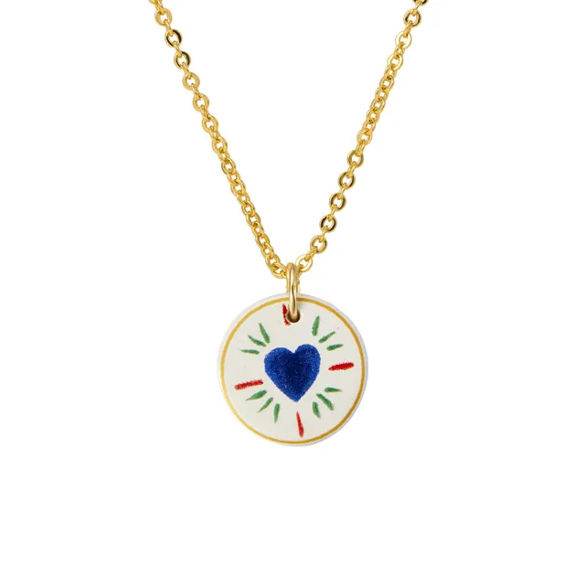 armeria-fa-enz-collier-c-ur-bleu-fa-ence-42-cm image 1