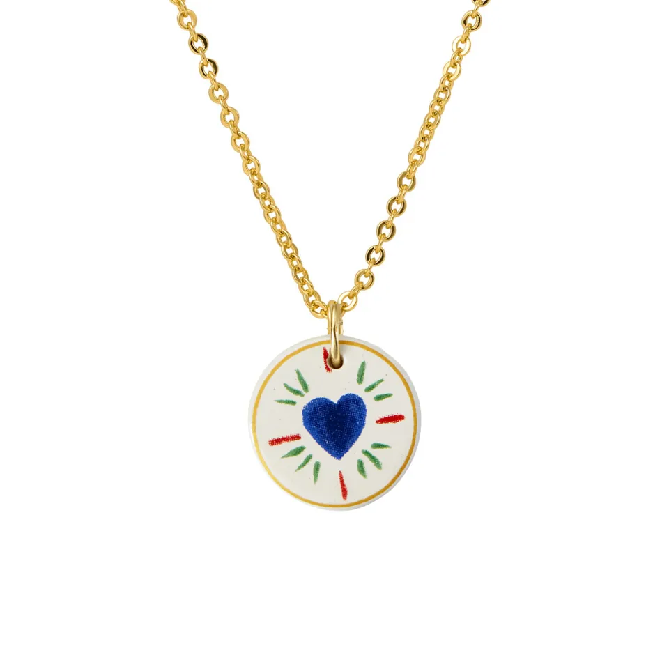 armeria-fa-enz-collier-c-ur-bleu-fa-ence-42-cm image 1